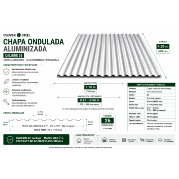 CHAPA ONDULADA DE 4.50MTRS