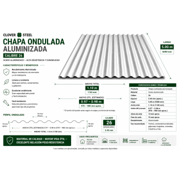 CHAPA ONDULADA  DE 5 MTRS