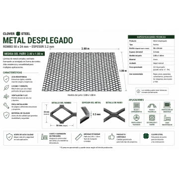 METAL DESPLEGADO DE 2X1MTRS