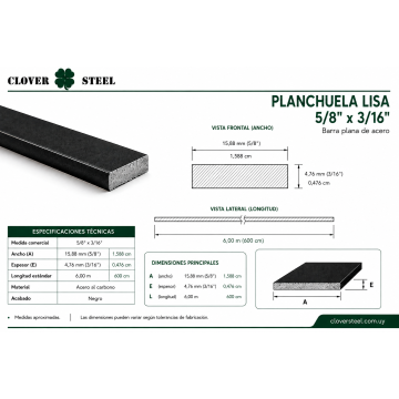 PLANCHUELA ⅝x³ᐟ¹⁶