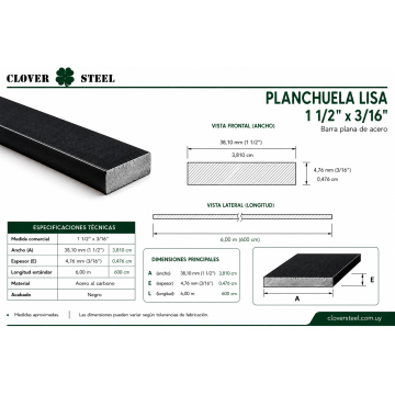 PLANCHUELA 1½x³/¹⁶