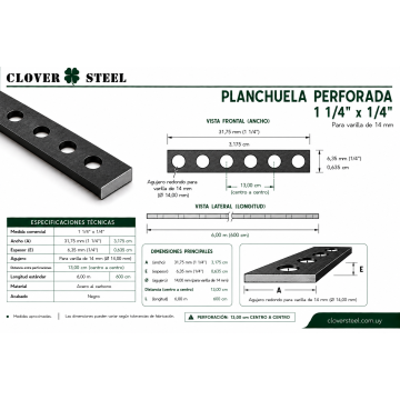 PLANCHUELA PERF. 1¼x¼(red.14)
