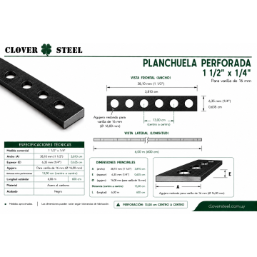 PLANCHUELA PERF 1½x¼(red.16)