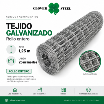 TEJIDO GALVANIZADO 1.20 X 25 M