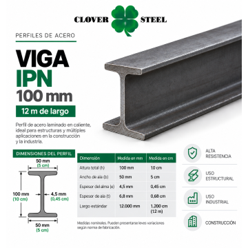 VIGA IPN 100 MM (12 metros)