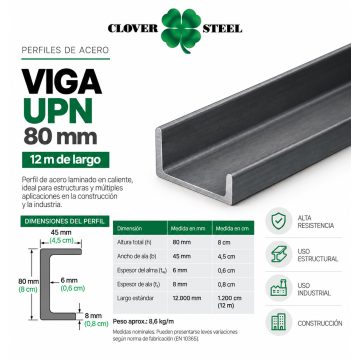 VIGA UPN 80 MM (12 metros)