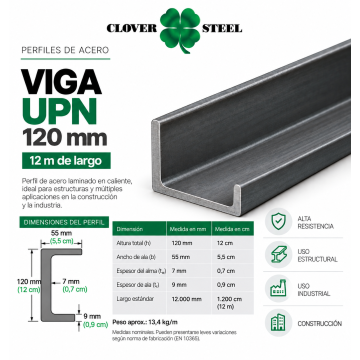 VIGA UPN 120 MM (12 metros)
